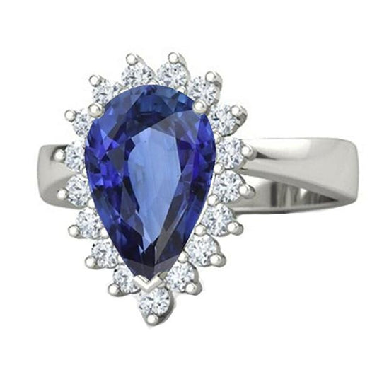 Damen Halo Jubiläumsring Flower Style Ceylon Saphir 5 Karat - harrychadent.ch