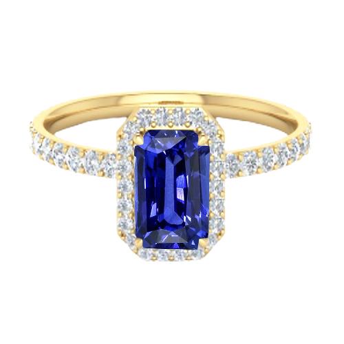 Damen Halo Ring Radiant Cut Ceylon Saphir mit Akzenten 3,50 Karat - harrychadent.ch