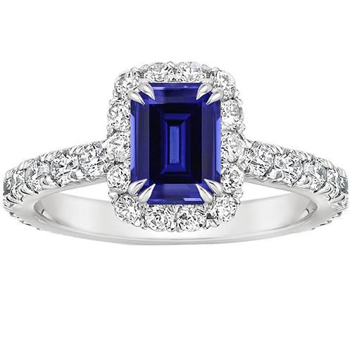 Damen Halo Ring Smaragd Sri Lanka Saphir & Diamant 5 Karat - harrychadent.ch