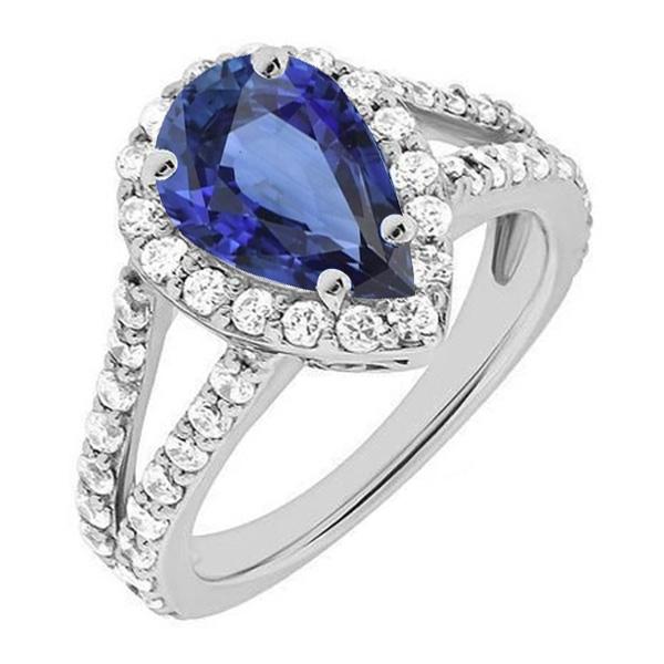 Damen Halo Ring Split Shank Ceylon Saphir & Diamanten 4,75 Karat - harrychadent.ch