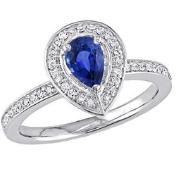 Damen Halo Ring Sri Lanka Saphir mit Kanalbesatz Diamanten 3 Karat