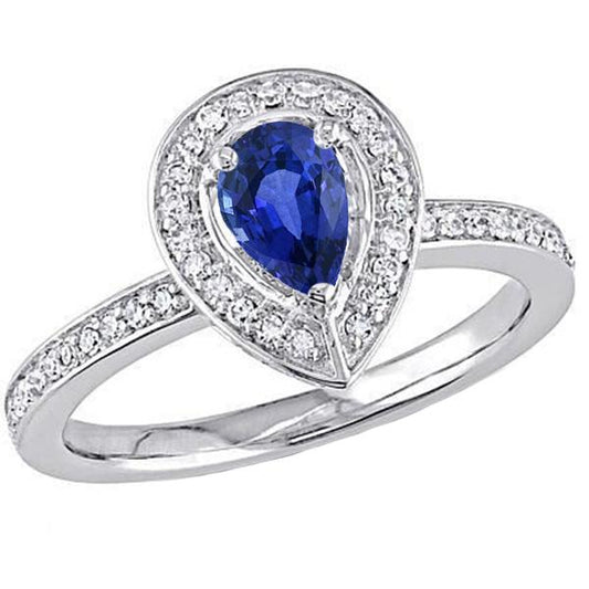 Damen Halo Ring Sri Lanka Saphir mit Kanalbesatz Diamanten 3 Karat - harrychadent.ch
