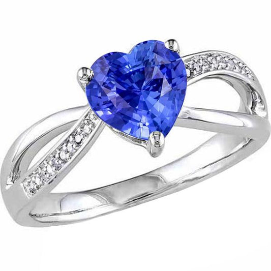 Damen Herz Edelstein Blauer Saphir Ring 3,50 Karat Split Shank Schmuck - harrychadent.ch