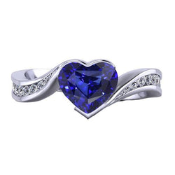 Damen Herz Edelstein Ceylon Saphir Ring Spannung Stil 3 Karat