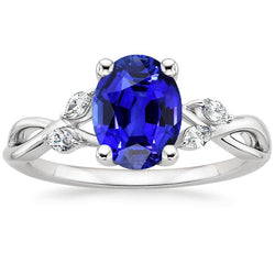 Damen Jubiläumsring Oval Blauer Saphir & Marquise Diamant 6 Karat