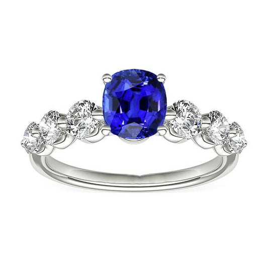 Damen Jubiläumsring runder Diamant & Saphir Edelstein 2,50 Karat - harrychadent.ch