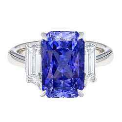Damen Jubiläumsring Smaragd Diamanten Gold Blauer Saphir 5.50 Karat
