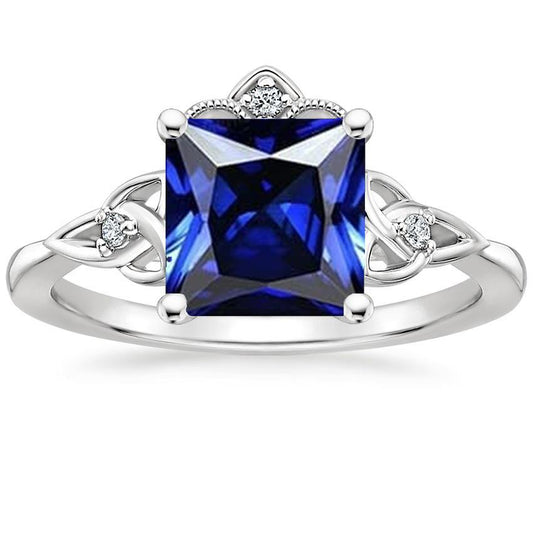 Damen Kleiner Diamant Goldring Vintage-Stil Blauer Saphir 5,25 Karat - harrychadent.ch