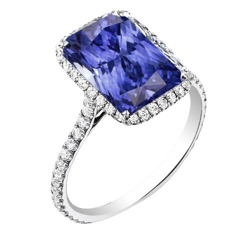 Damen Radiant Halo Blue Saphir Ring 4 Karat Akzent Diamanten - harrychadent.ch