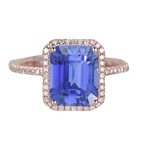 Damen Ring Halo Emerald Srilankan Saphir & Diamanten 4.50 Karat - harrychadent.ch