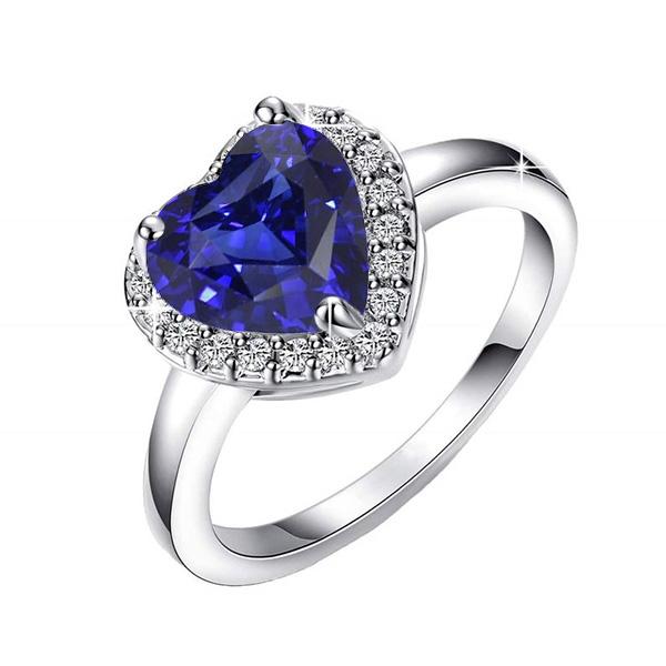 Damen Ring Halo Heart Sri Lanka Saphir & Diamanten 3 Karat - harrychadent.ch