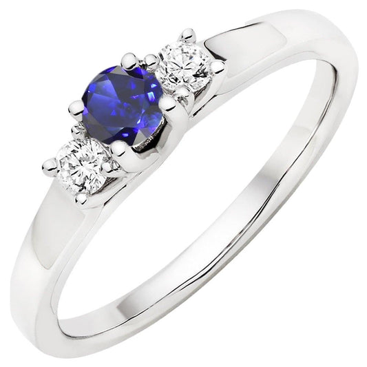 Damen Runder Diamant-Verlobungsring 2 Karat Blauer Saphir Gold 14K - harrychadent.ch