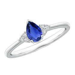 Damen Runder Diamantring Birne Ceylon Saphir Mit Akzenten 3,25 Karat