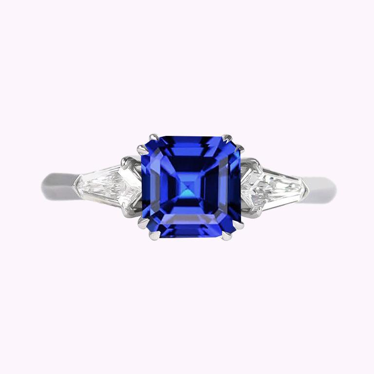 Damen Saphir Ring Asscher Cut 2.50 Karat Konische Baguette Diamanten - harrychadent.ch