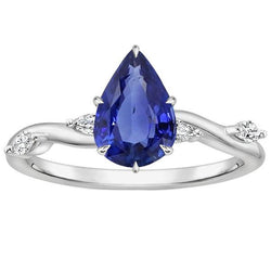 Damen Saphir Ring Birne mit Marquise Diamant Akzenten 4,50 Karat
