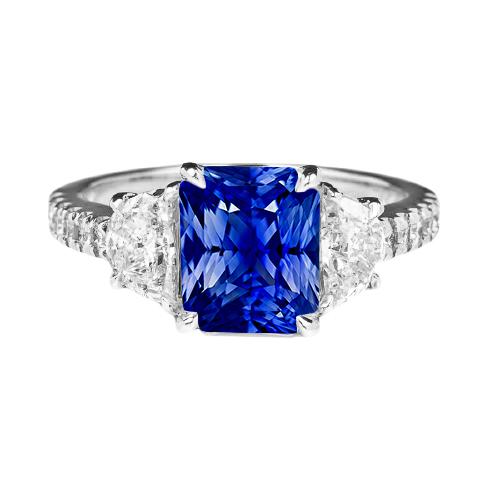 Damen Saphir Ring Halbmond Runde Akzente 3 Steine Stil 3,50 Karat - harrychadent.ch