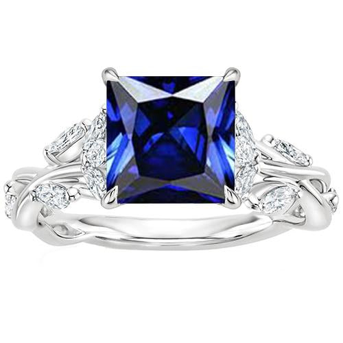 Damen Schmuck Marquise Diamant & Princess Blue Sapphire Ring 4 Karat - harrychadent.ch