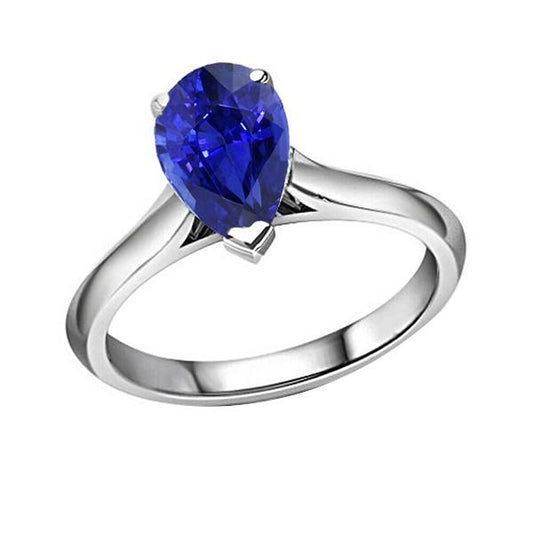 Damen Schmuck Solitaire Birnenschliff Ceylon Saphir Ring 2 Karat - harrychadent.ch