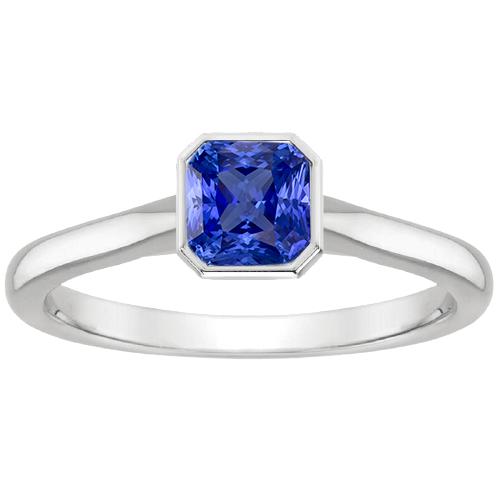 Damen Solitaire 1 Karat Lünette Set Naturblauer Saphirring - harrychadent.ch