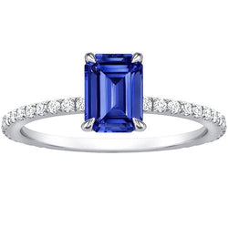 Damen Solitaire Akzente Ring Smaragdblauer Saphir & Diamant 4 Karat