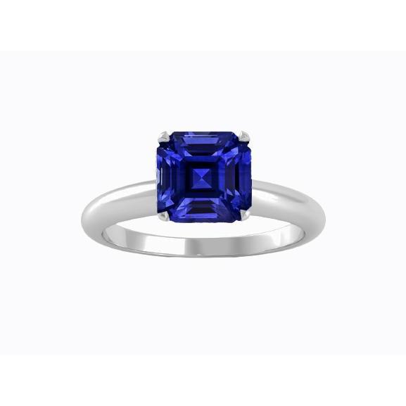 Damen Solitaire Asscher Shaped Ring Blauer Saphir 1,50 Karat - harrychadent.ch