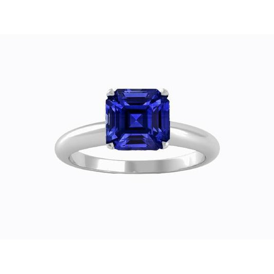 Damen Solitaire Asscher Shaped Ring Blauer Saphir 1,50 Karat - harrychadent.ch