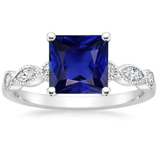 Damen Solitaire Blauer Saphir Ring Mit Akzenten Vintage-Stil 6 Karat - harrychadent.ch
