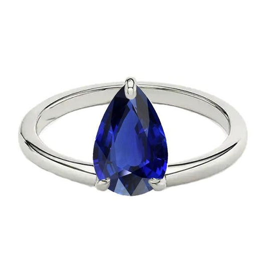 Damen Solitaire Ehering Birnenschliff Blauer Saphir 2.50 Karat - harrychadent.ch