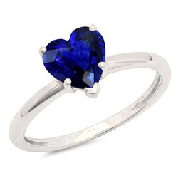 Damen Solitaire Herzförmiger Ring Natürlicher blauer Saphir 2 Karat
