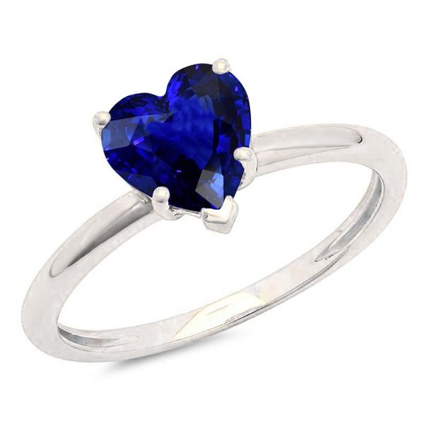 Damen Solitaire Herzförmiger Ring Natürlicher blauer Saphir 2 Karat - harrychadent.ch