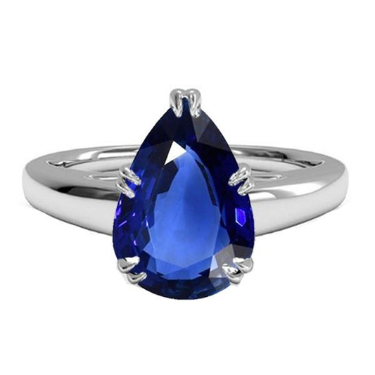 Damen Solitaire Jubiläumsring Blauer Saphir 3 Karat - harrychadent.ch