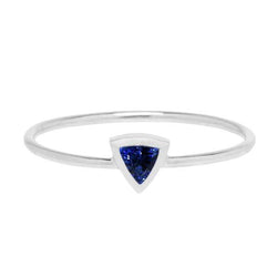 Damen Solitaire Ring Lünette Set Trillion Cut Blauer Saphir 0.50 Karat