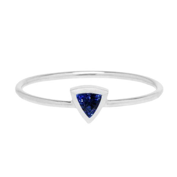 Damen Solitaire Ring Lünette Set Trillion Cut Blauer Saphir 0.50 Karat - harrychadent.ch