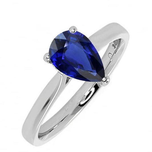 Damen Solitaire Ring Tropfenform Birne Ceylon Saphir 3 Karat - harrychadent.ch