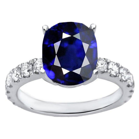 Damen Solitaire Saphirring im Ovalschliff & Diamanten mit Akzent 5,50 Karat - harrychadent.ch