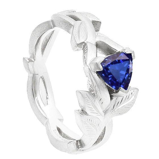 Damen Solitaire Trillion Blue Saphir Ring Leaf Style 1 Karat - harrychadent.ch