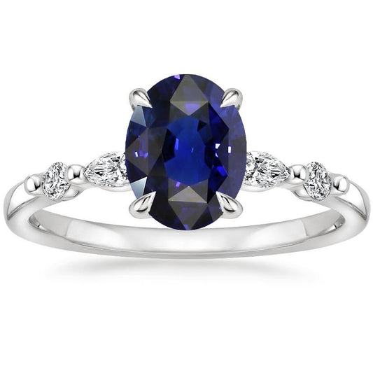 Damen Solitär mit Akzenten Ring Blauer Saphir & Diamanten 4 Karat - harrychadent.ch