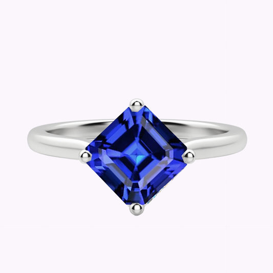 Damen Solitärring Asscher Ceylon Saphir Edelstein 2,50 Karat - harrychadent.ch