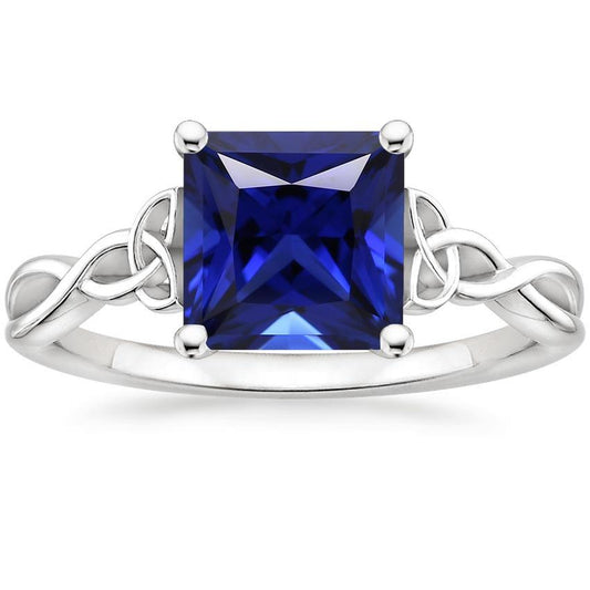 Damen Solitärring Blauer Saphir 5 Karat Princess Cut - harrychadent.ch