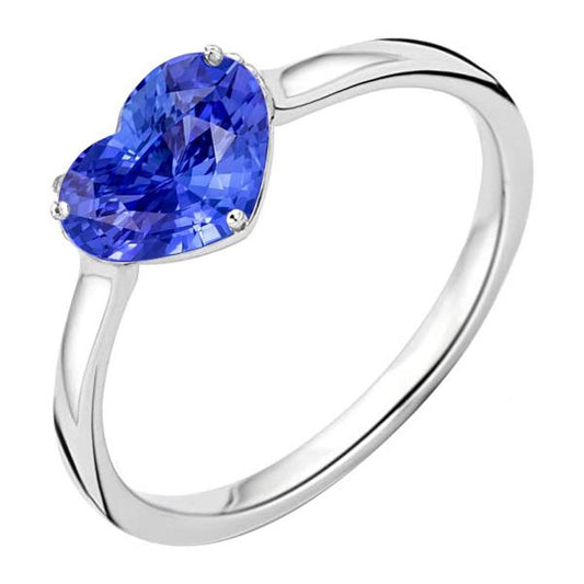 Damen Solitärring Herz Hellblauer Saphir 14K Gold 2 Karat - harrychadent.ch