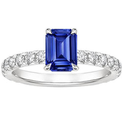 Damen Solitärring mit Akzenten Blauer Saphir & Diamant 4,50 Karat