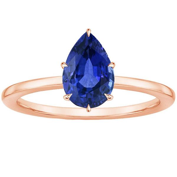 Damen Solitärring Roségold Birne Ceylon Saphir Krappen Set 4 Karat - harrychadent.ch