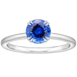 Damen Verlobungsring 2 Karat Neu Weißgold Solitär Blauer Saphir