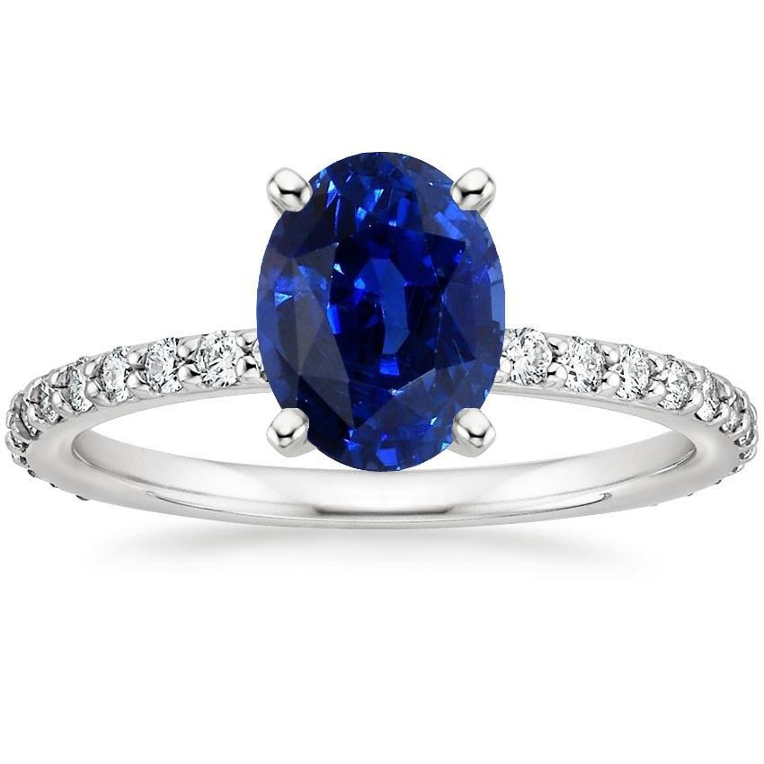 Damen-Verlobungsring Blauer Saphir & Pavé-Set Diamanten 5,25 Karat - harrychadent.ch