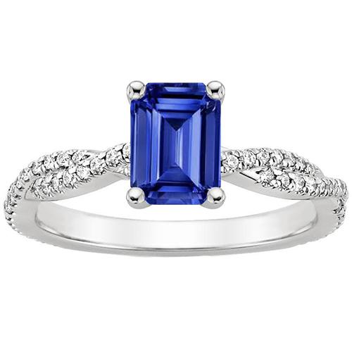 Damen Verlobungsring mit Diamant & Smaragd Ceylon Saphir 4,25 Karat