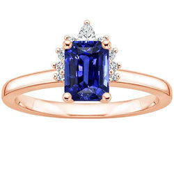 Damen Verlobungsring Strahlend Blauer Saphir & Diamant 3.50 Karat