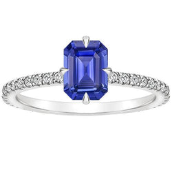 Damen Verlobungsring Weißgold Blauer Saphir & Diamant 4 Karat