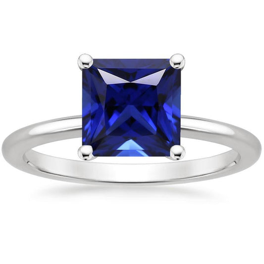 Damen Weißgold Solitaire Ring Princess Blue Sapphire Schmuck 5 Karat - harrychadent.ch