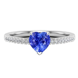 Damenring Herz Ceylon Saphir mit Pave Diamant Akzenten 2 Karat
