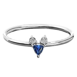 Damenring mit drei Steinen Saphir & Diamanten im Trillionenschliff 0,75 Karat